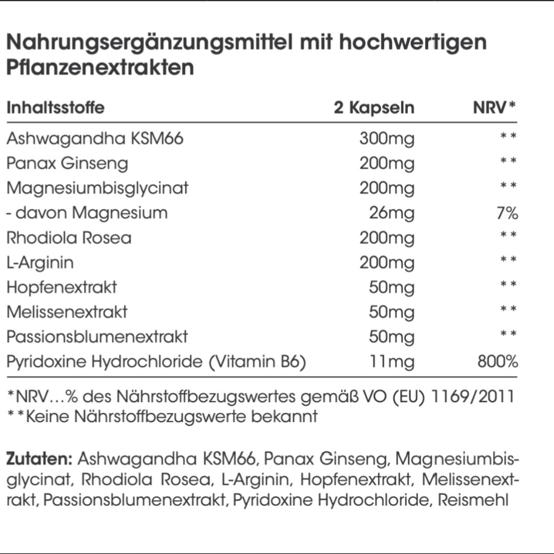 6x STRESS RELIEF | Aschwagandha (120 Kapseln/ Dose) | Jahresvorrat