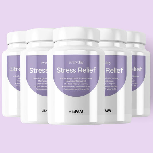 6x STRESS RELIEF | Aschwagandha (120 Kapseln/ Dose) | Jahresvorrat