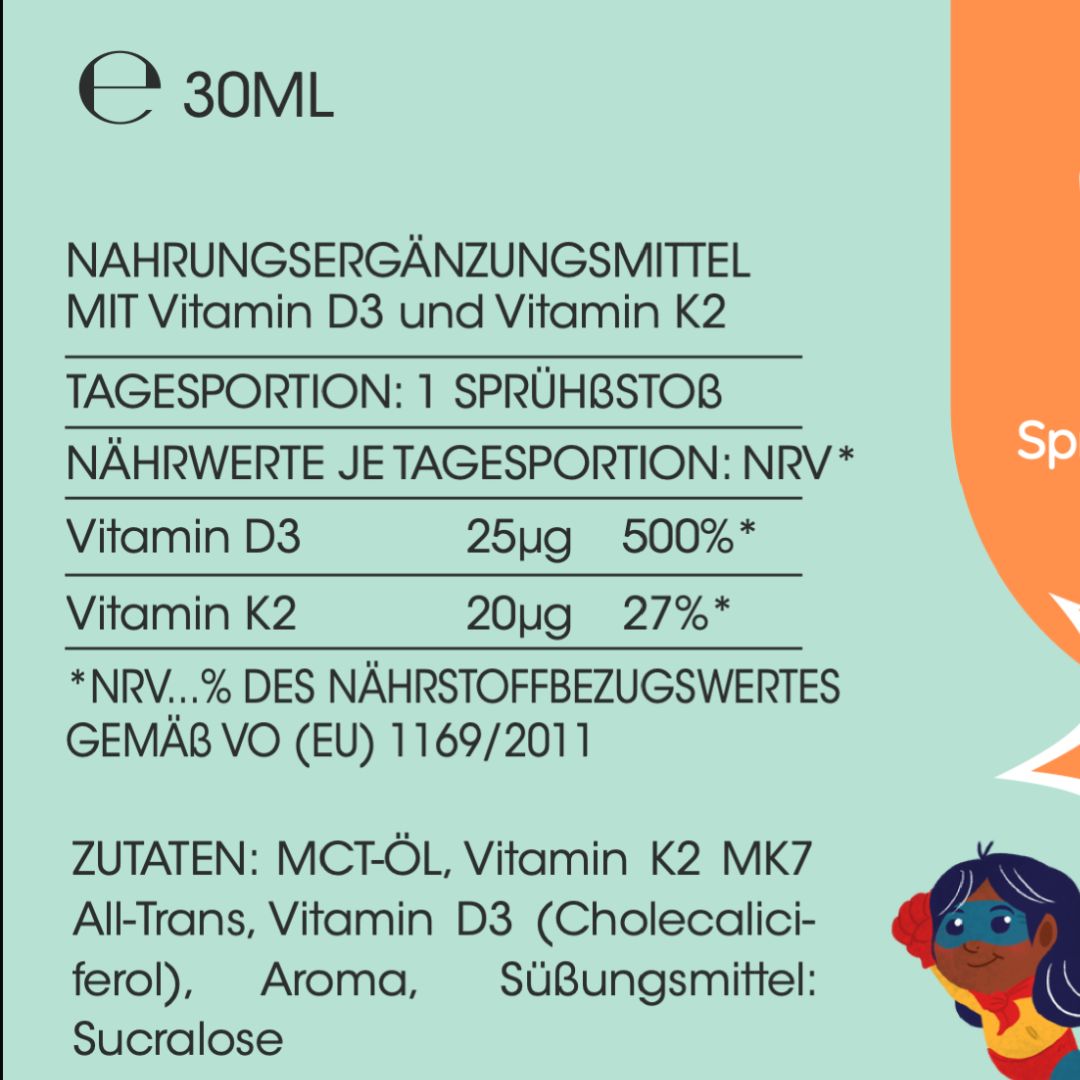 KIDS Vitamin D3 & K2 Spray mit Orange-Geschmack | 1000 i.E. | 30ml